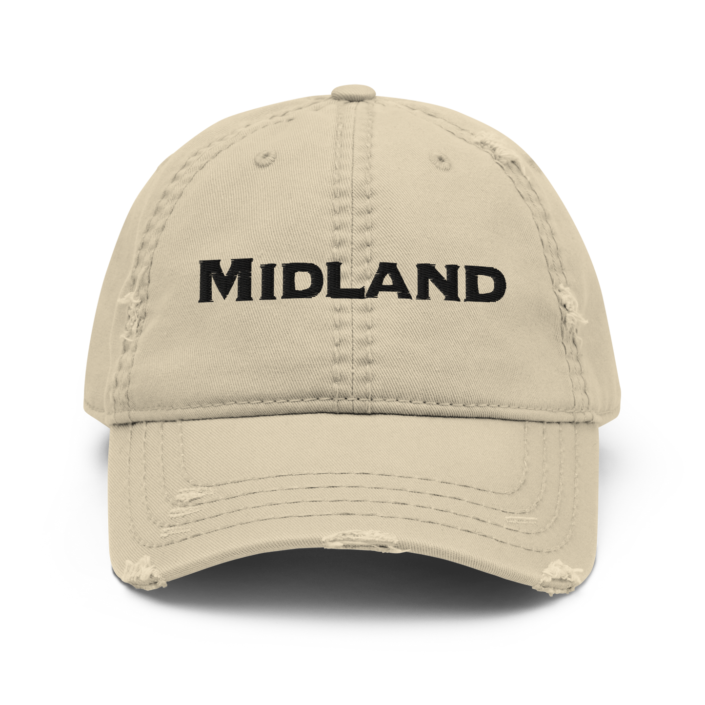 'Midland' Distressed Dad Hat | White/Black Embroidery