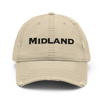 'Midland' Distressed Dad Hat | White/Black Embroidery