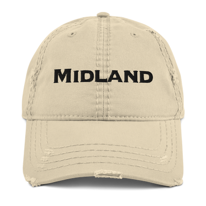 'Midland' Distressed Dad Hat | White/Black Embroidery