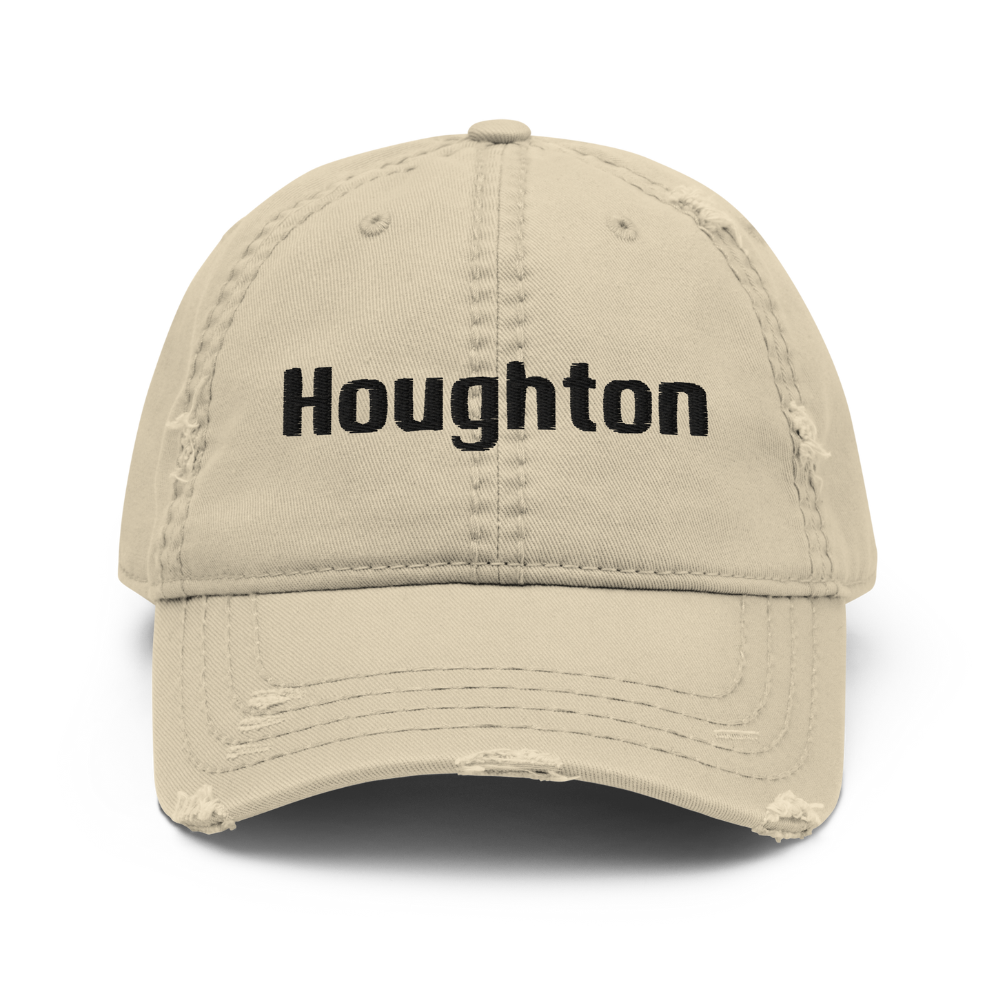 'Houghton' Distressed Dad Hat | White/Black Embroidery