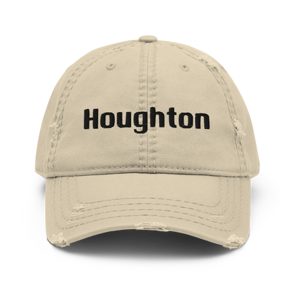 'Houghton' Distressed Dad Hat | White/Black Embroidery