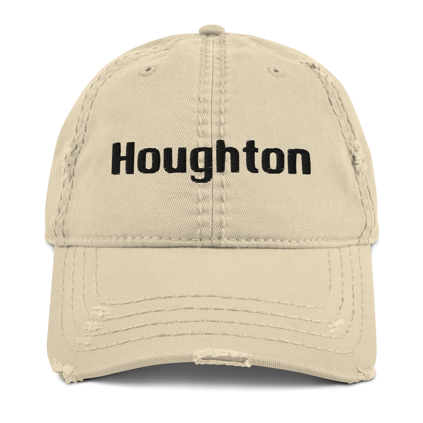 'Houghton' Distressed Dad Hat | White/Black Embroidery