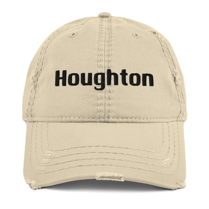 'Houghton' Distressed Dad Hat | White/Black Embroidery