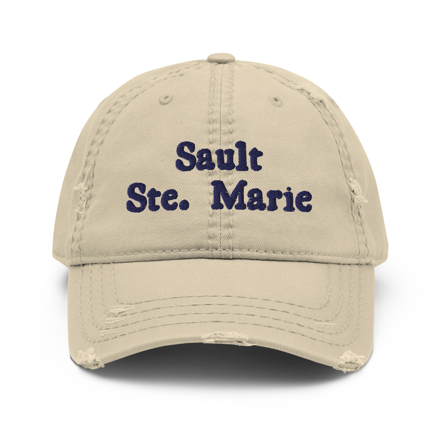 'Sault Ste. Marie' Distressed Dad Hat | White/Navy