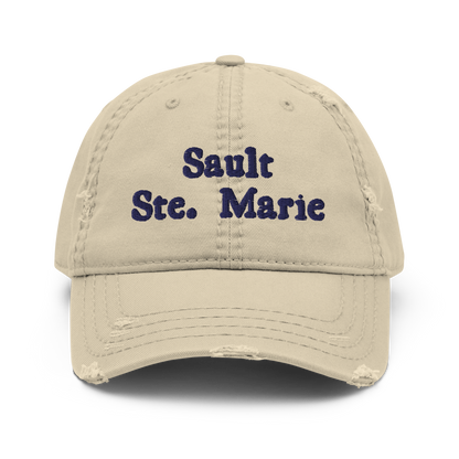 'Sault Ste. Marie' Distressed Dad Hat | White/Navy