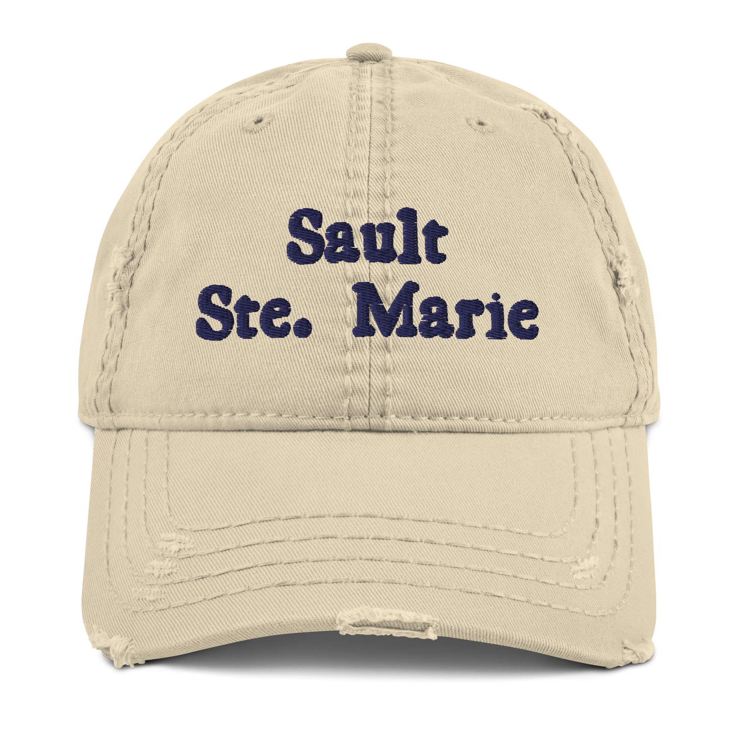 'Sault Ste. Marie' Distressed Dad Hat | White/Navy