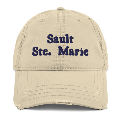 'Sault Ste. Marie' Distressed Dad Hat | White/Navy