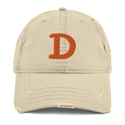 Detroit 'Old French D' Distressed Dad Hat (w/ Side Design) | Orange Embroidery