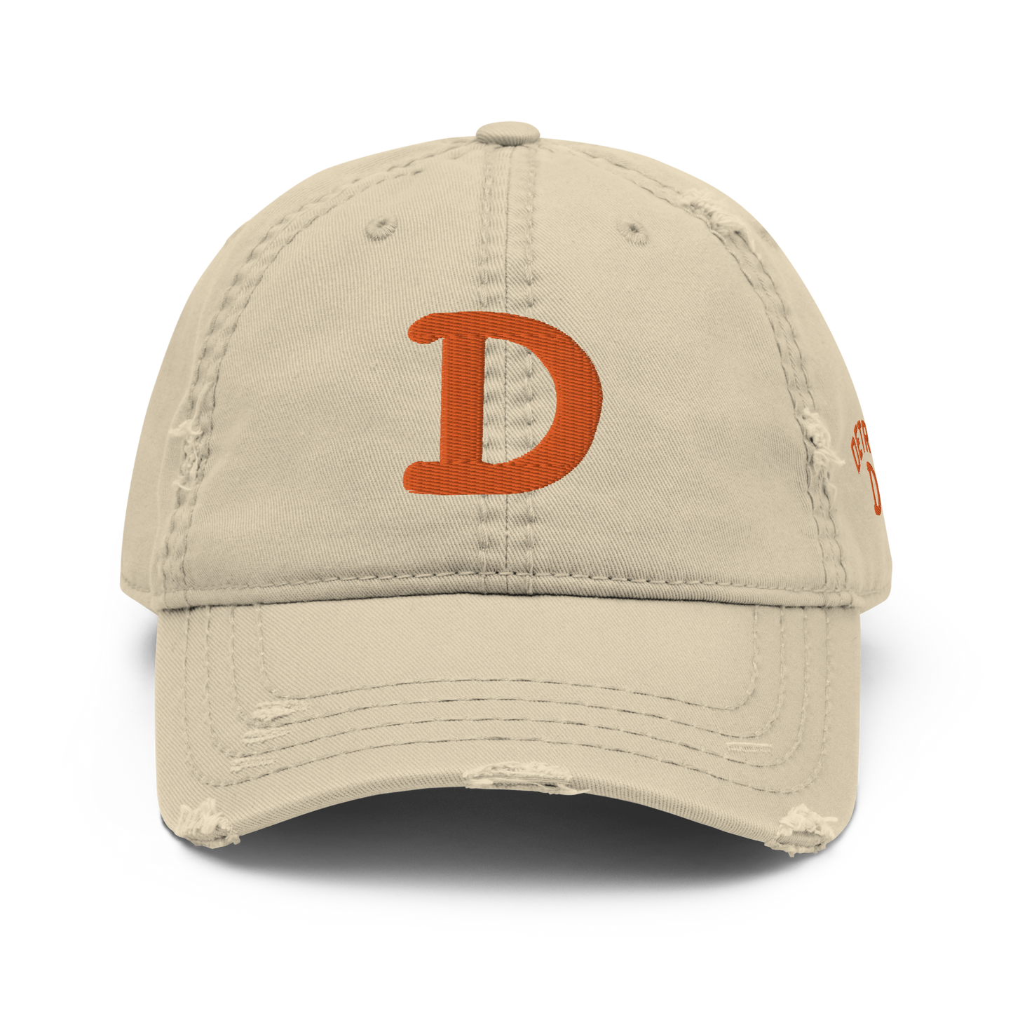 Detroit 'Old French D' Distressed Dad Hat (w/ Side Design) | Orange Embroidery