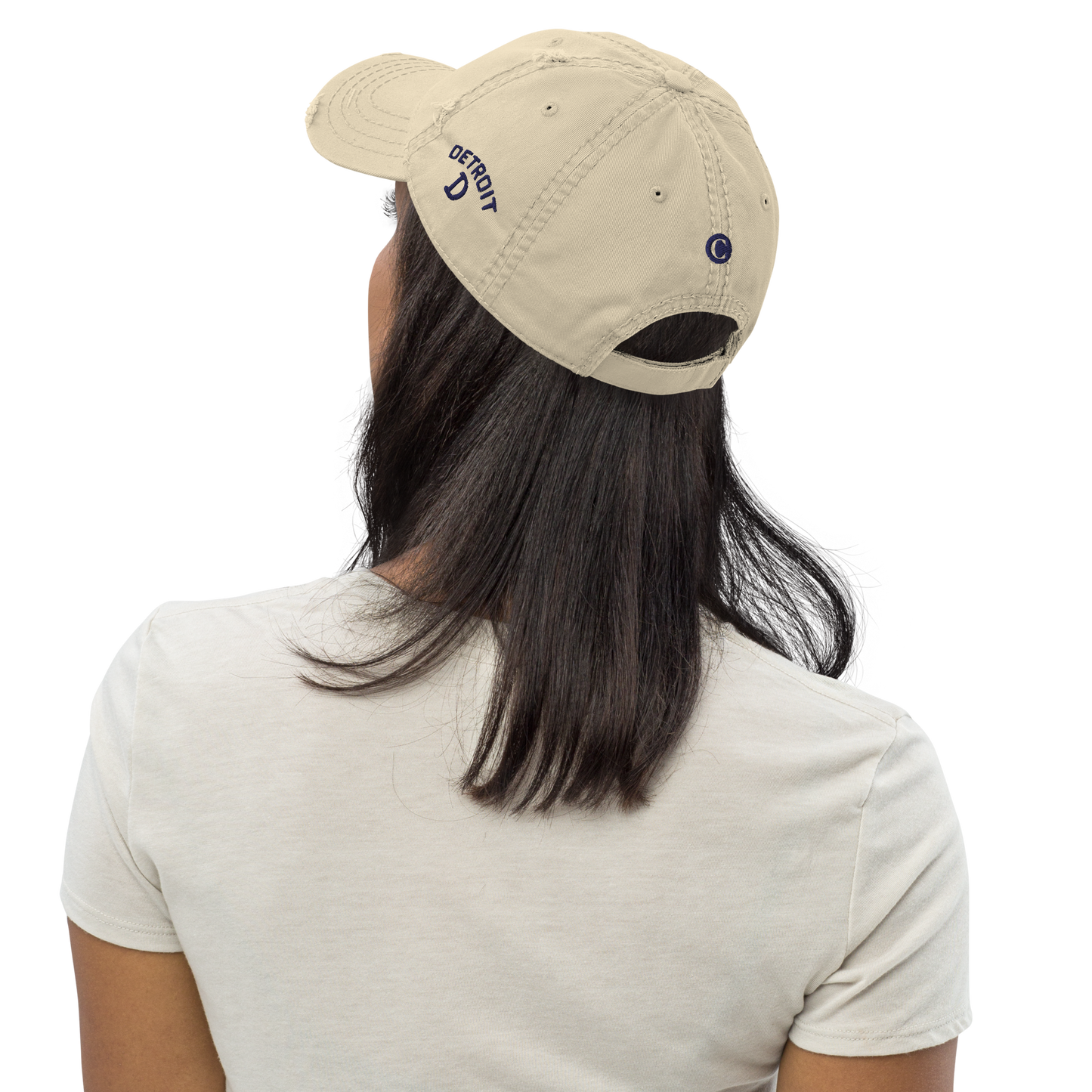 Detroit 'Old French D' Distressed Dad Hat (w/ Side Design)