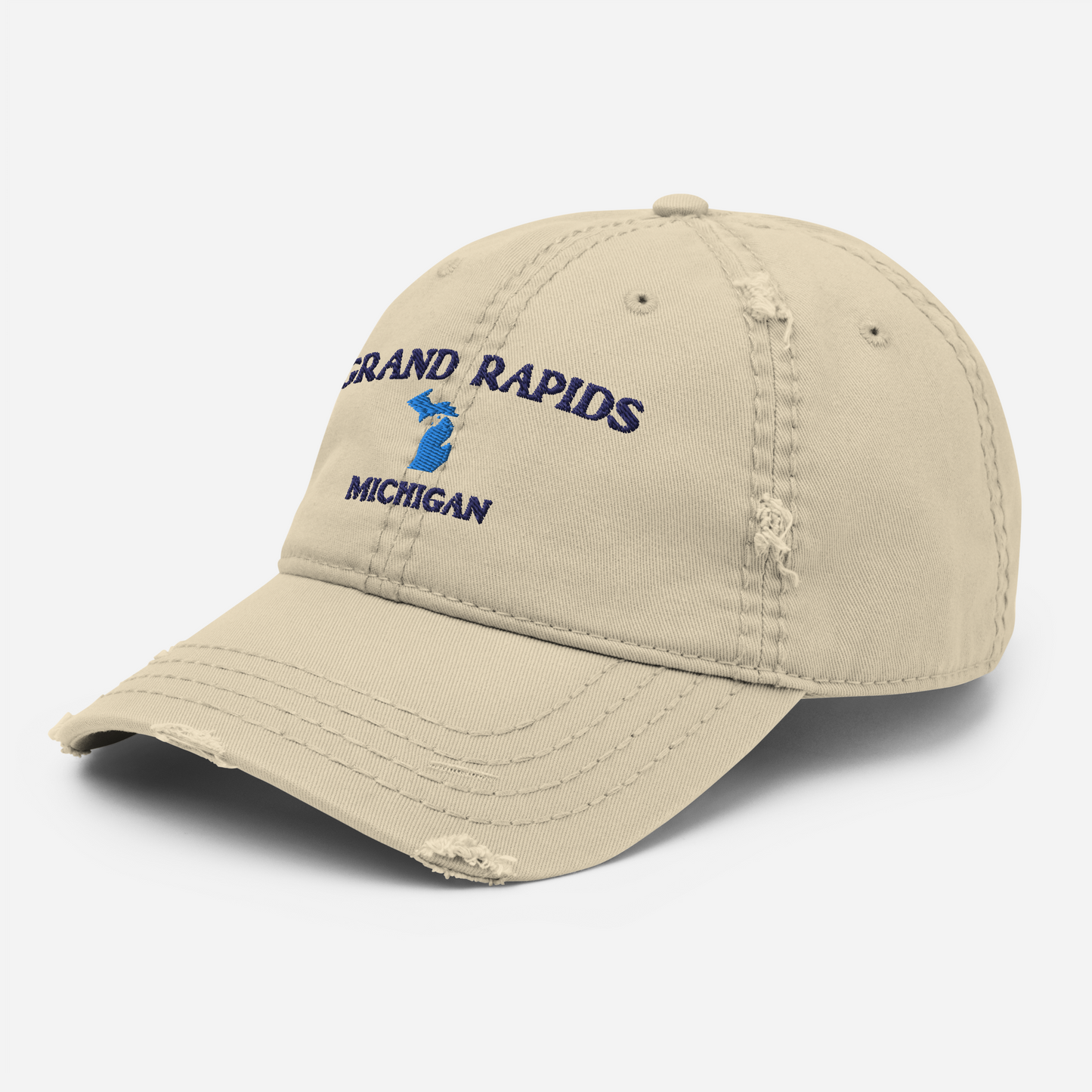 'Grand Rapids Michigan' Distressed Dad Hat (w/ Michigan Outline)