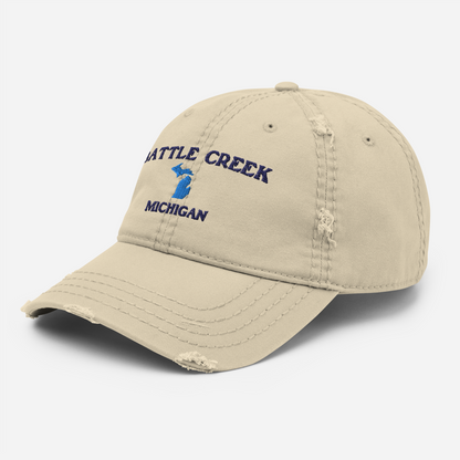 'Battle Creek Michigan' Distressed Dad Hat (w/ Michigan Outline)