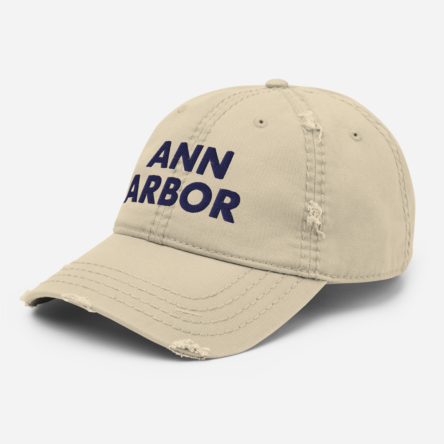 'Ann Arbor' Distressed Dad Hat | Gold/Navy Embroidery