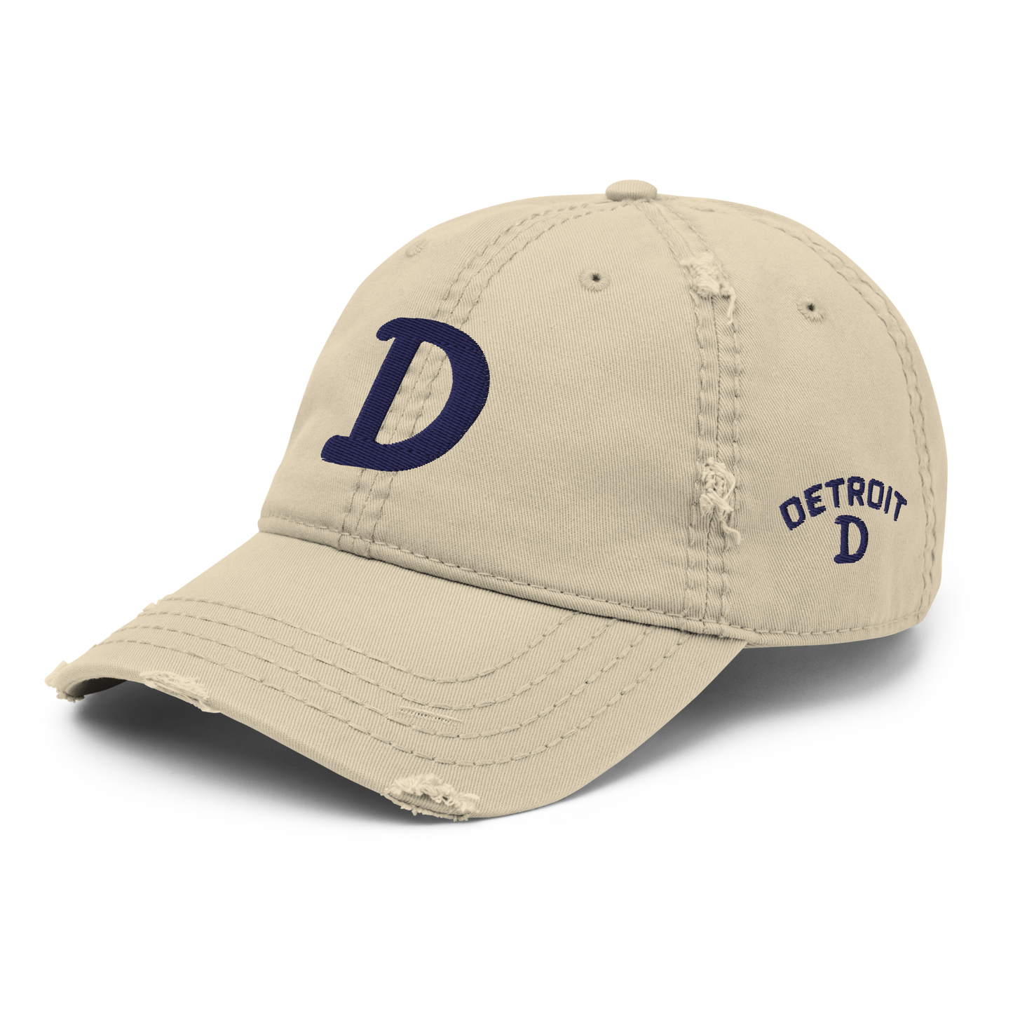 Detroit 'Old French D' Distressed Dad Hat (w/ Side Design)