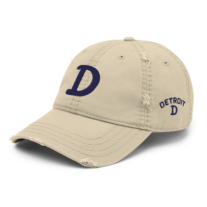 Detroit 'Old French D' Distressed Dad Hat (w/ Side Design)