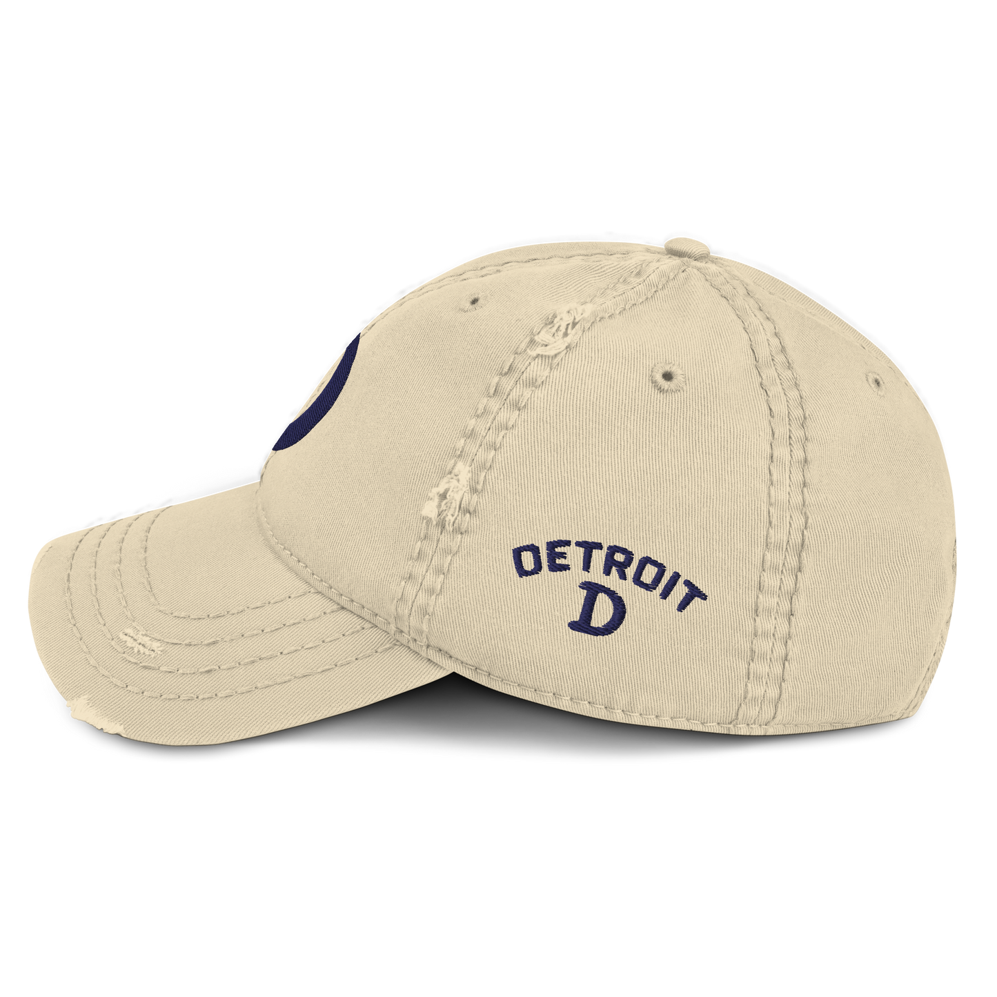 Detroit 'Old French D' Distressed Dad Hat (w/ Side Design)