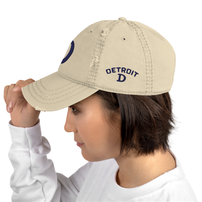 Detroit 'Old French D' Distressed Dad Hat (w/ Side Design)