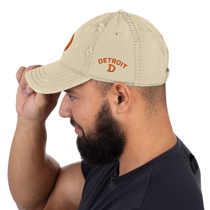 Detroit 'Old French D' Distressed Dad Hat (w/ Side Design) | Orange Embroidery