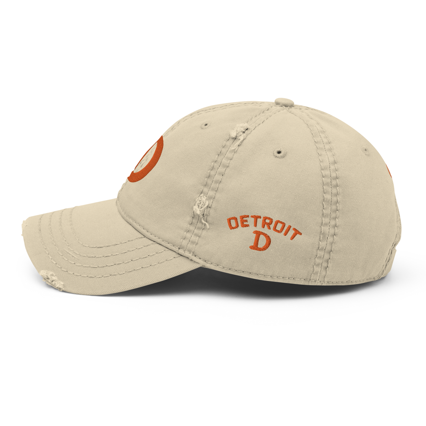 Detroit 'Old French D' Distressed Dad Hat (w/ Side Design) | Orange Embroidery