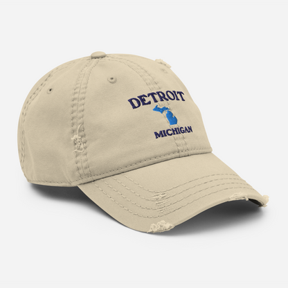 'Detroit Michigan' Distressed Dad Hat (w/Michigan Outline)