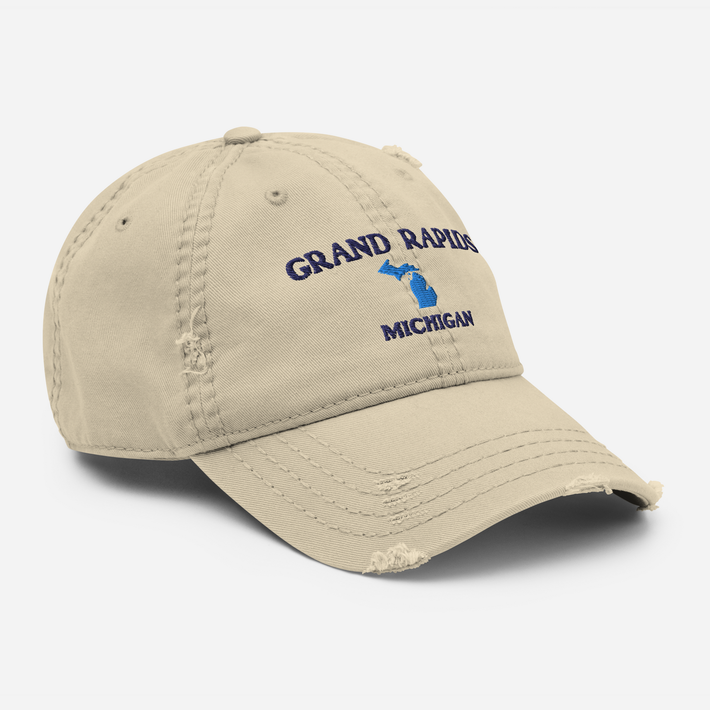 'Grand Rapids Michigan' Distressed Dad Hat (w/ Michigan Outline)