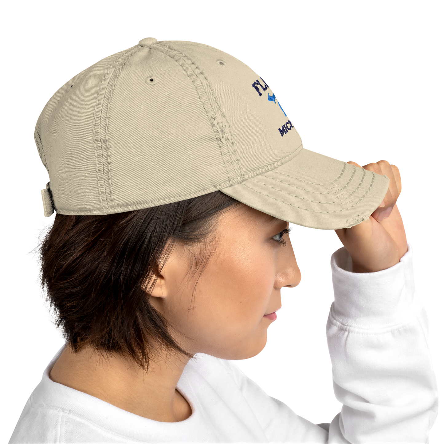 'Flint Michigan' Distressed Dad Hat (w/ Michigan Outline)