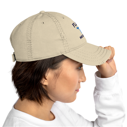 'Flint Michigan' Distressed Dad Hat (w/ Michigan Outline)