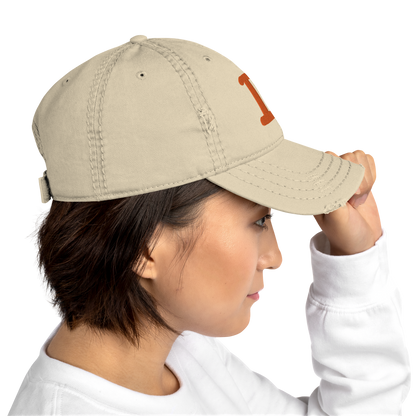 Detroit 'Old French D' Distressed Dad Hat (w/ Side Design) | Orange Embroidery