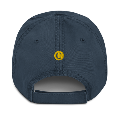 Detroit 'Old French D' Distressed Dad Hat (w/ Side Design) | Gold Embroidery