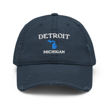 'Detroit Michigan' Distressed Dad Hat (w/Michigan Outline)