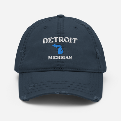 'Detroit Michigan' Distressed Dad Hat (w/Michigan Outline)