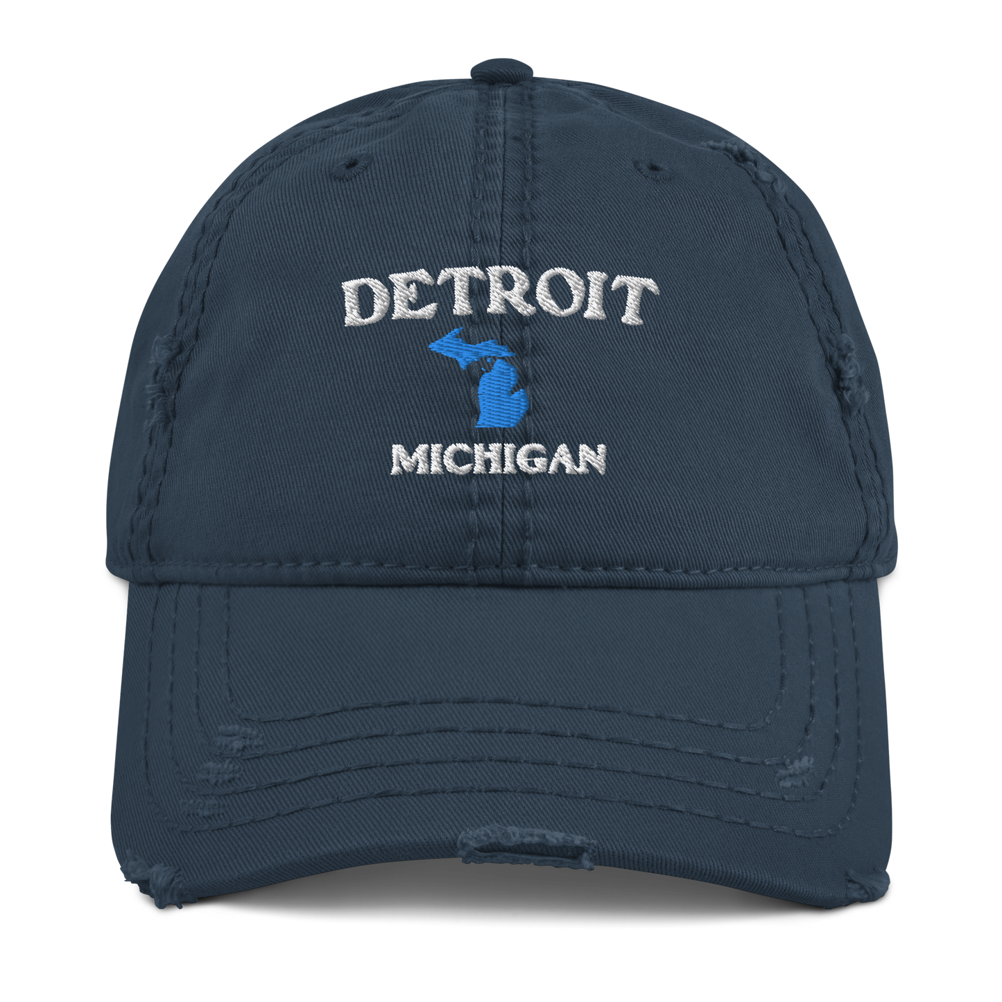 'Detroit Michigan' Distressed Dad Hat (w/Michigan Outline)