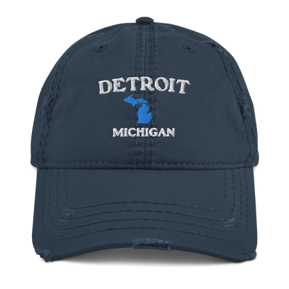 'Detroit Michigan' Distressed Dad Hat (w/Michigan Outline)