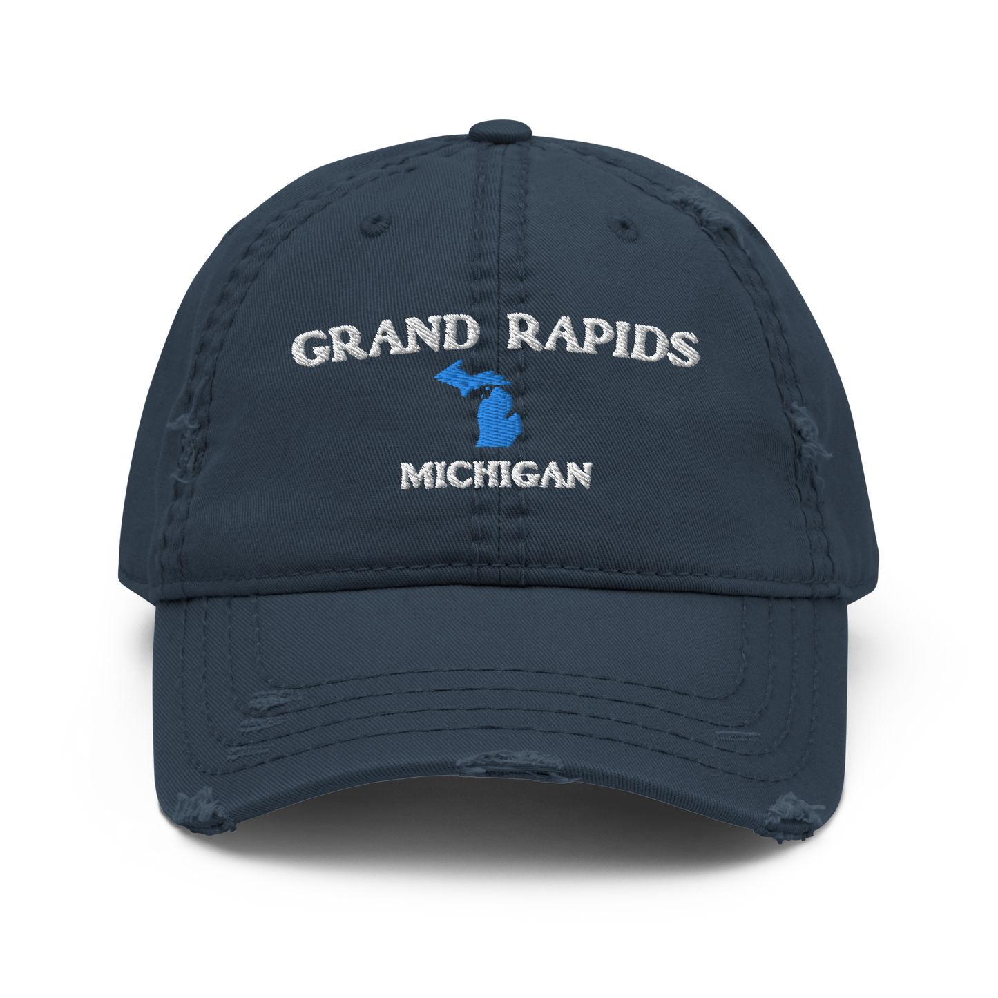 'Grand Rapids Michigan' Distressed Dad Hat (w/ Michigan Outline)