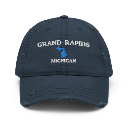 'Grand Rapids Michigan' Distressed Dad Hat (w/ Michigan Outline)