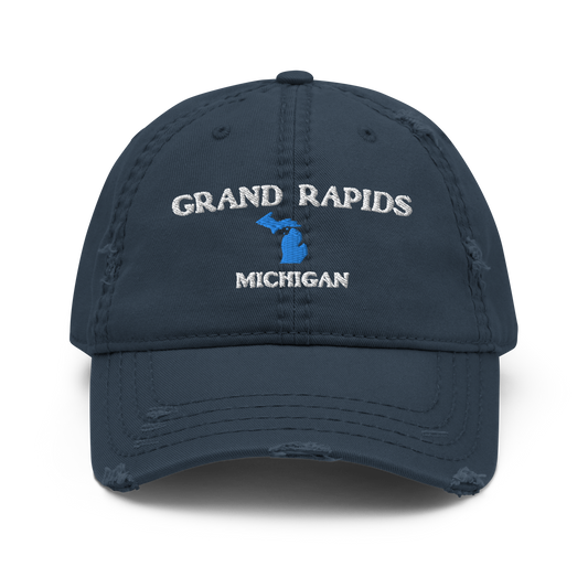 'Grand Rapids Michigan' Distressed Dad Hat (w/ Michigan Outline)