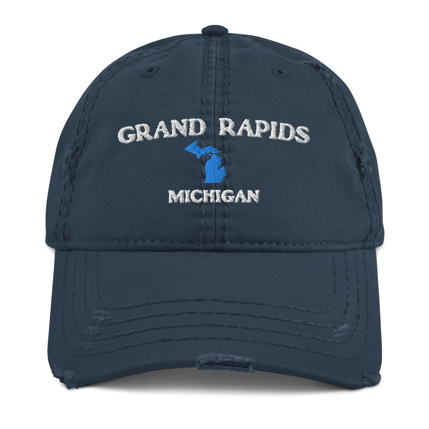 'Grand Rapids Michigan' Distressed Dad Hat (w/ Michigan Outline)