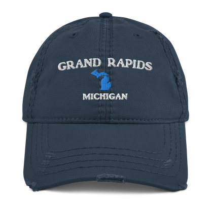 'Grand Rapids Michigan' Distressed Dad Hat (w/ Michigan Outline)