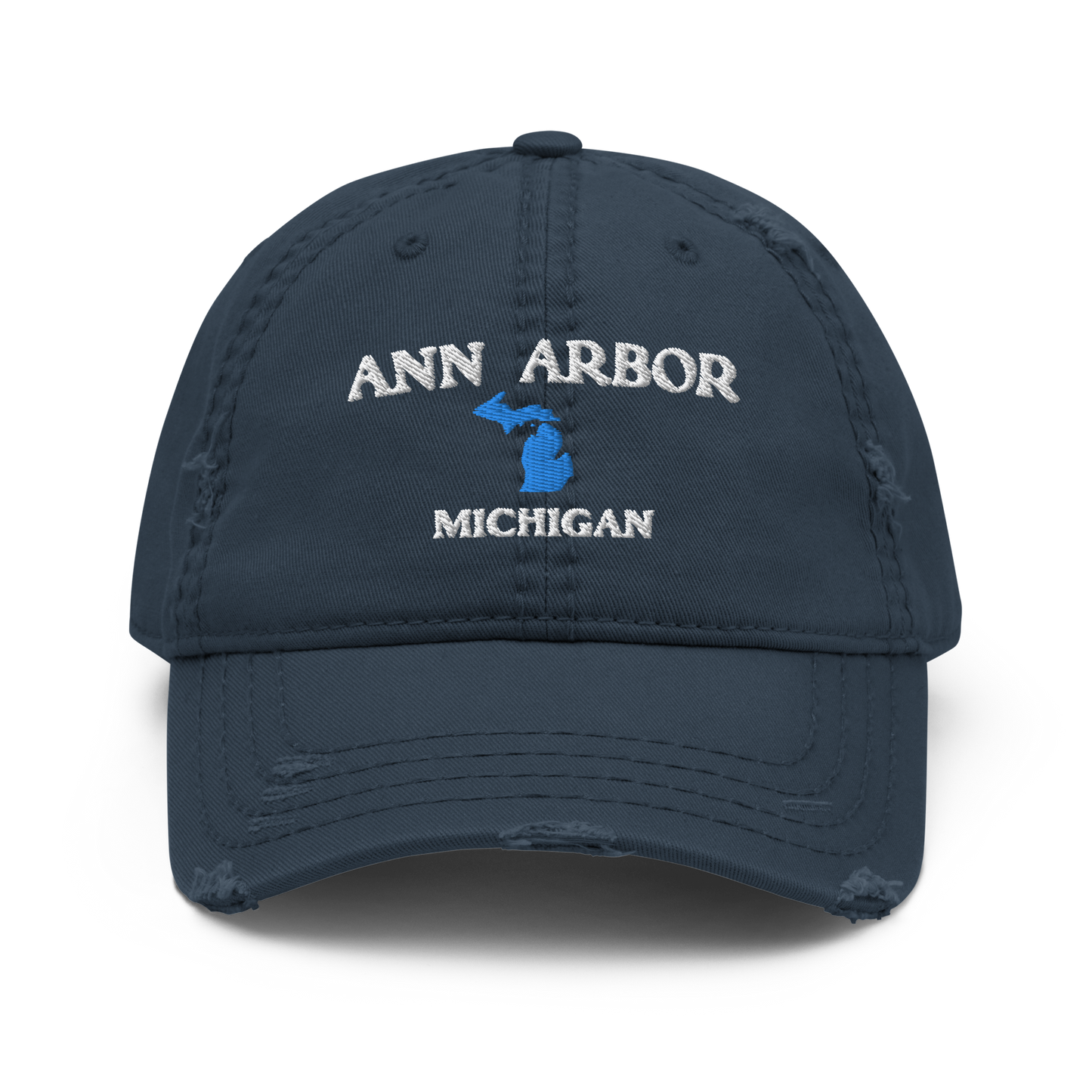 'Ann Arbor' Distressed Dad Hat (w/ Michigan Outline)