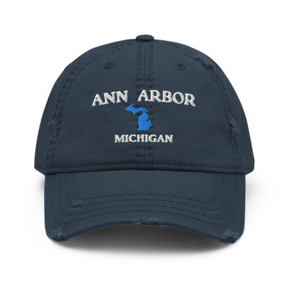 'Ann Arbor' Distressed Dad Hat (w/ Michigan Outline)