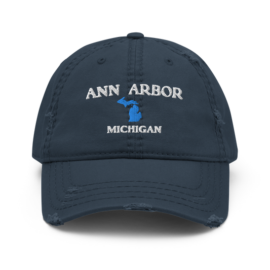 'Ann Arbor' Distressed Dad Hat (w/ Michigan Outline)