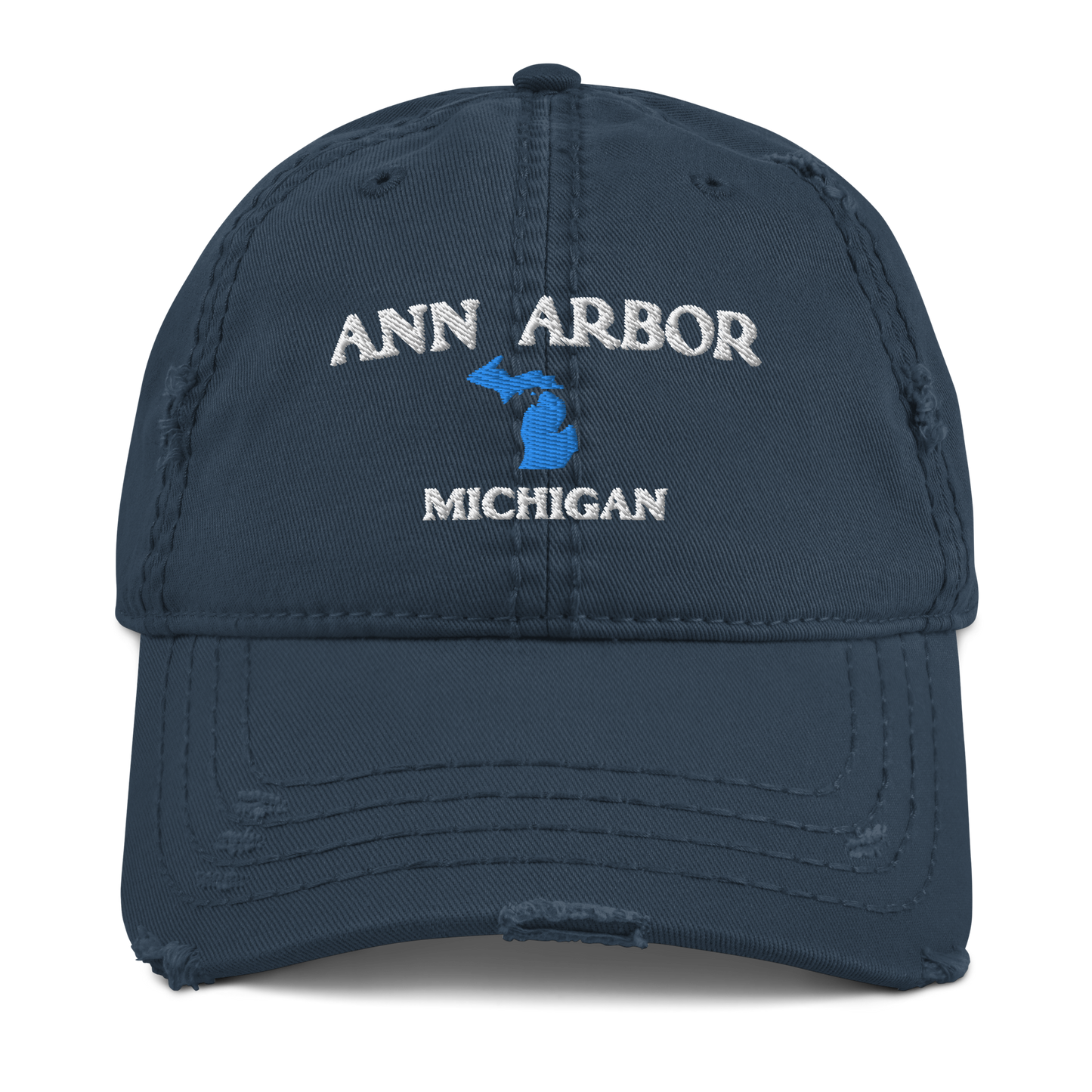 'Ann Arbor' Distressed Dad Hat (w/ Michigan Outline)