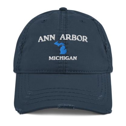 'Ann Arbor' Distressed Dad Hat (w/ Michigan Outline)