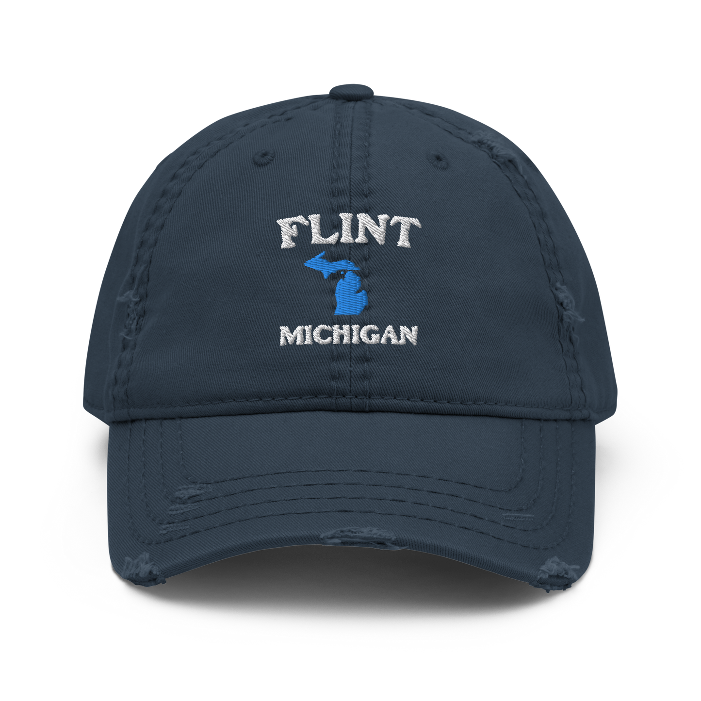 'Flint Michigan' Distressed Dad Hat (w/ Michigan Outline)