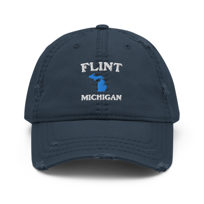 'Flint Michigan' Distressed Dad Hat (w/ Michigan Outline)