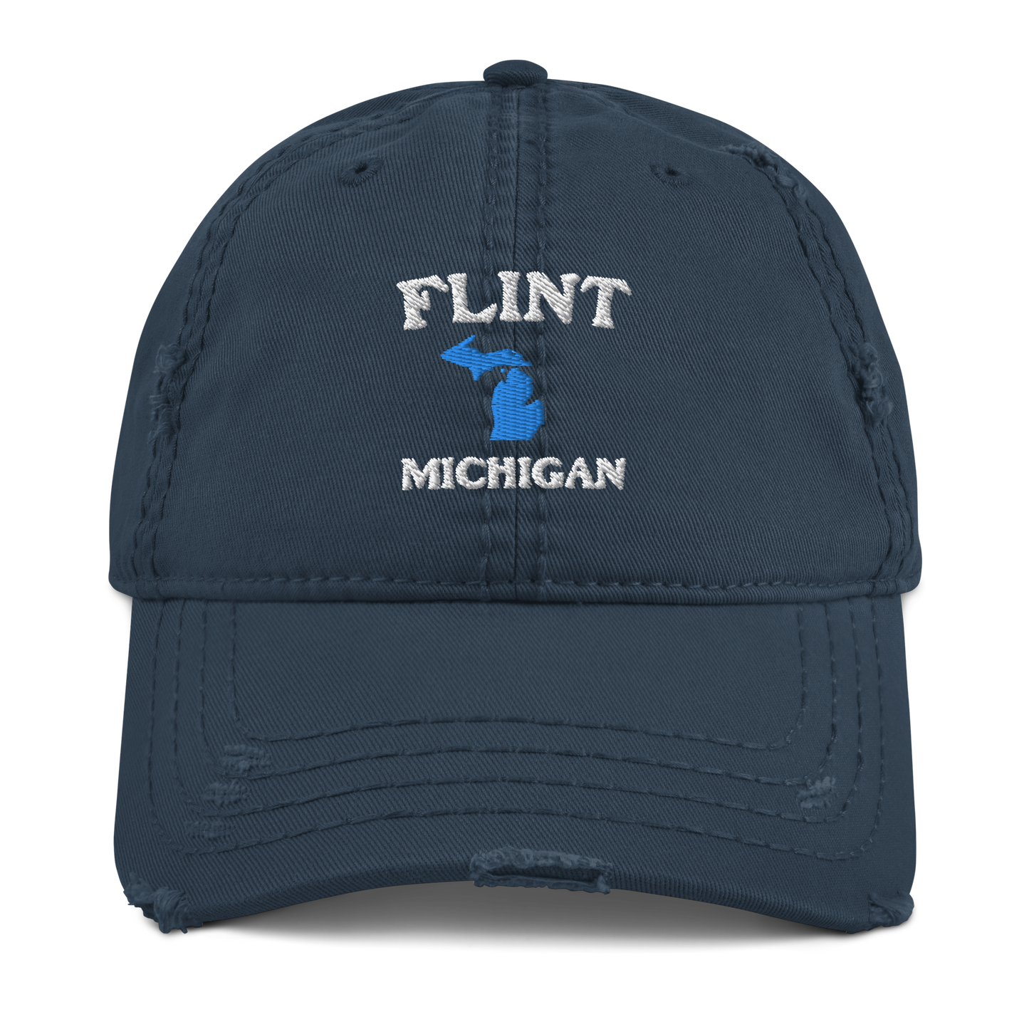 'Flint Michigan' Distressed Dad Hat (w/ Michigan Outline)