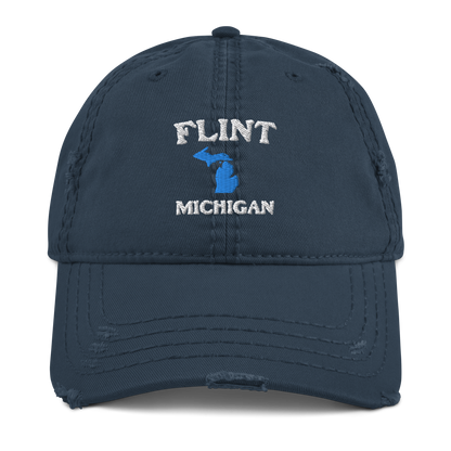 'Flint Michigan' Distressed Dad Hat (w/ Michigan Outline)