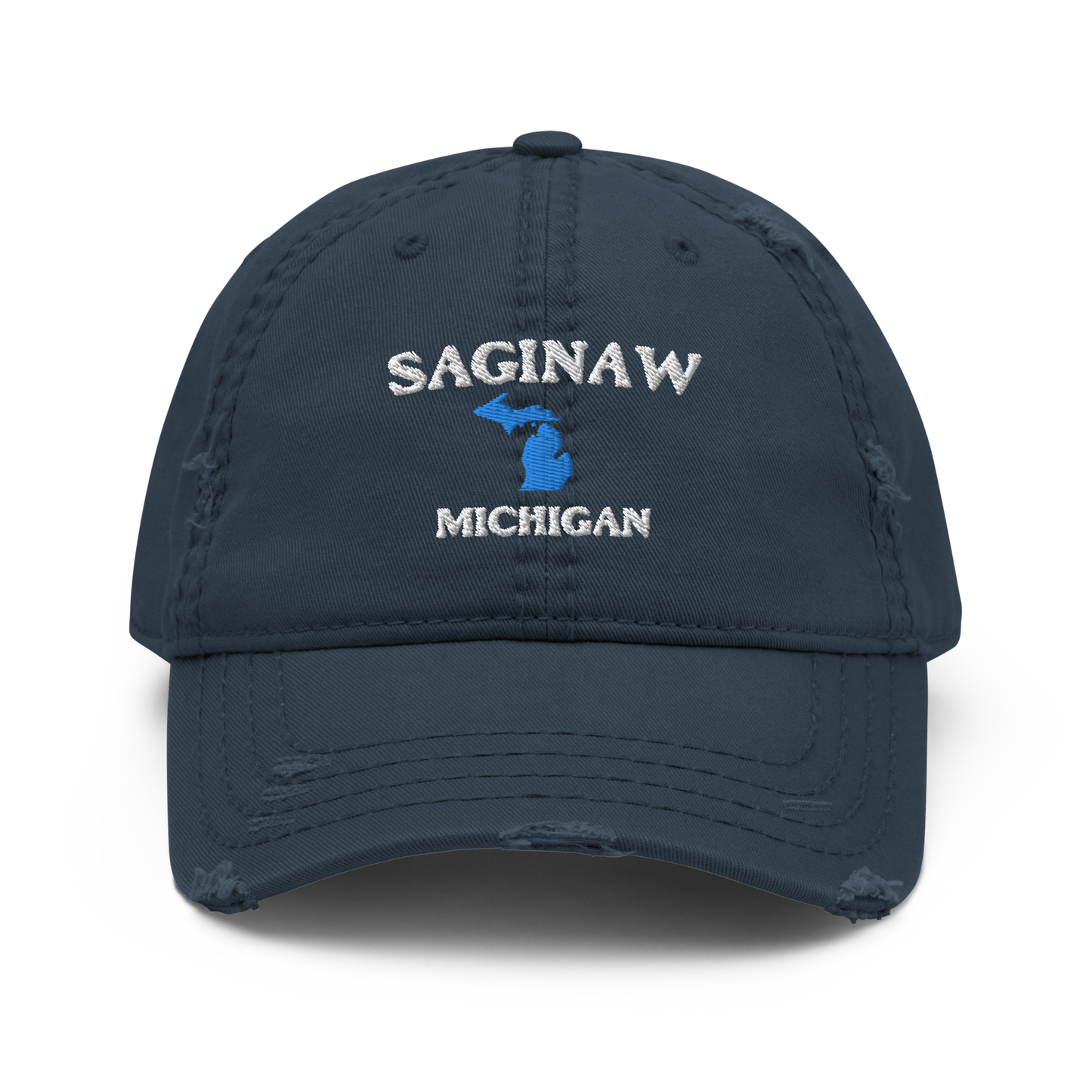 'Saginaw Michigan' Distressed Dad Hat (w/ Michigan Outline)