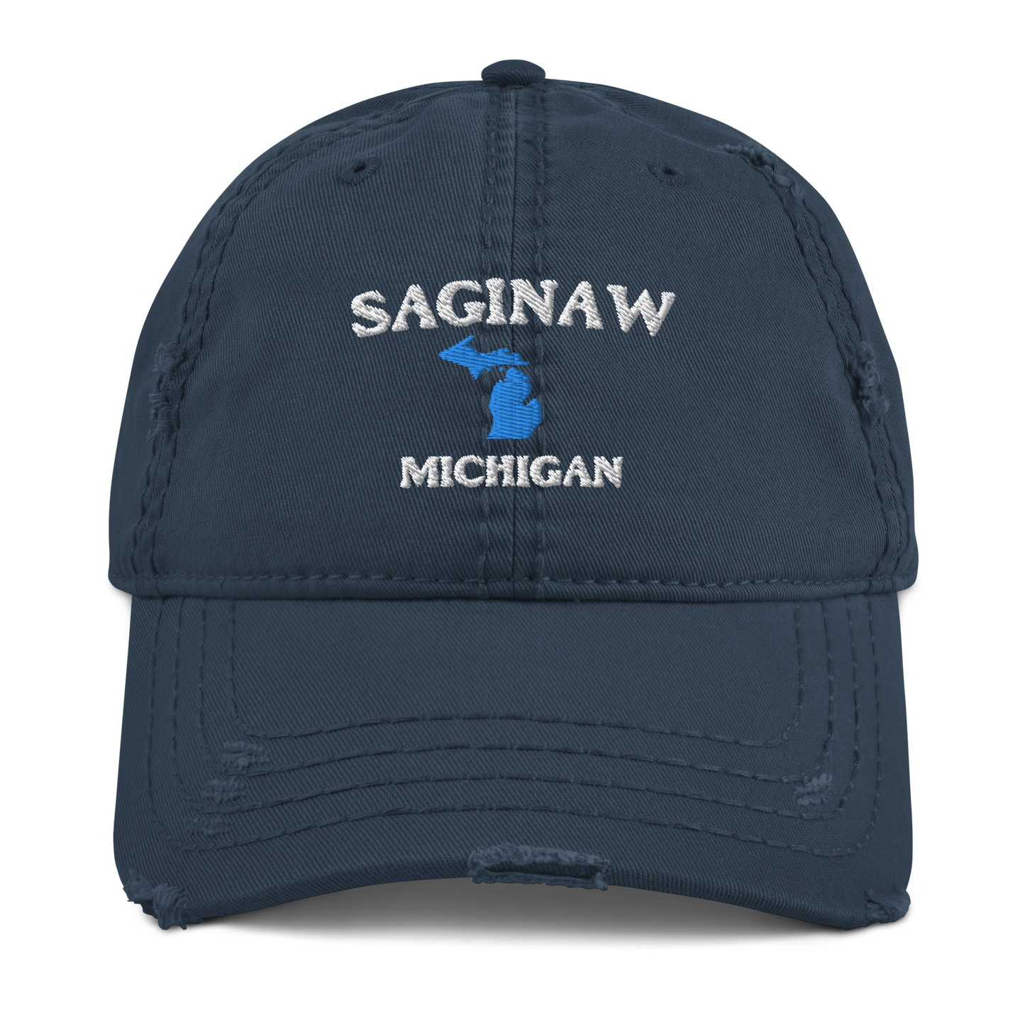 'Saginaw Michigan' Distressed Dad Hat (w/ Michigan Outline)