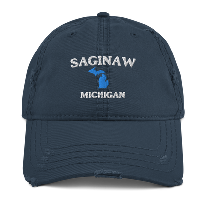 'Saginaw Michigan' Distressed Dad Hat (w/ Michigan Outline)